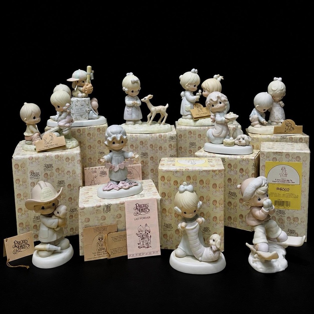 Vintage Precious Moments Figurines Lot of 10 Enesco w/ Original Boxes 70s 80s 1